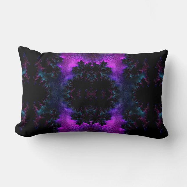 Cojín Lumbar Aurora Borealis en Midnight Fractal (Anverso)