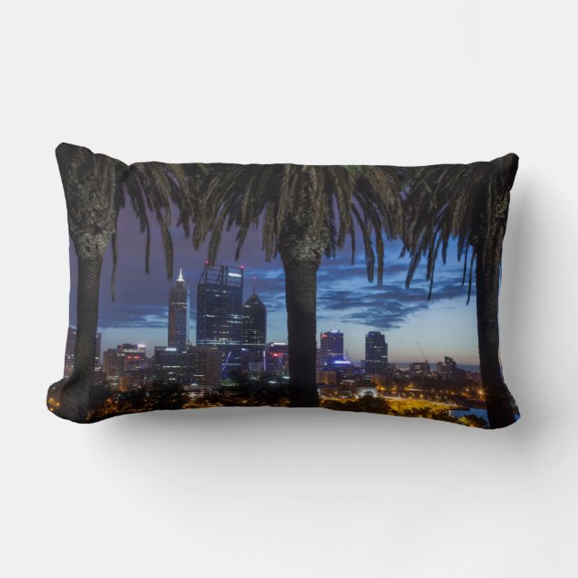 Cojín Lumbar Australia, Perth, horizonte de la ciudad desde Kin (Anverso)