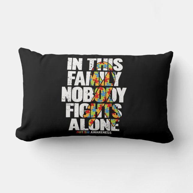 Cojín Lumbar Autism Awareness Shirs Family apoya el autismo de  (Anverso)