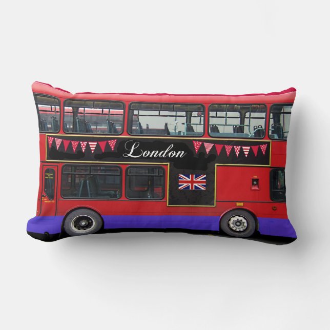 Cojín Lumbar Autobús de dos pisos rojo del autobús de Londres (Anverso)