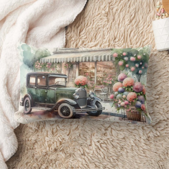Cojín Lumbar Autos Retro y Escenario Boutique Blooming (Manta)
