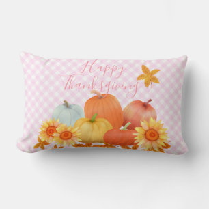 Cojín Lumbar Autumn Pumpkin Pink Gingham