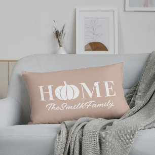 Cojín Lumbar Autumn White Pumpkin Family Name Pink