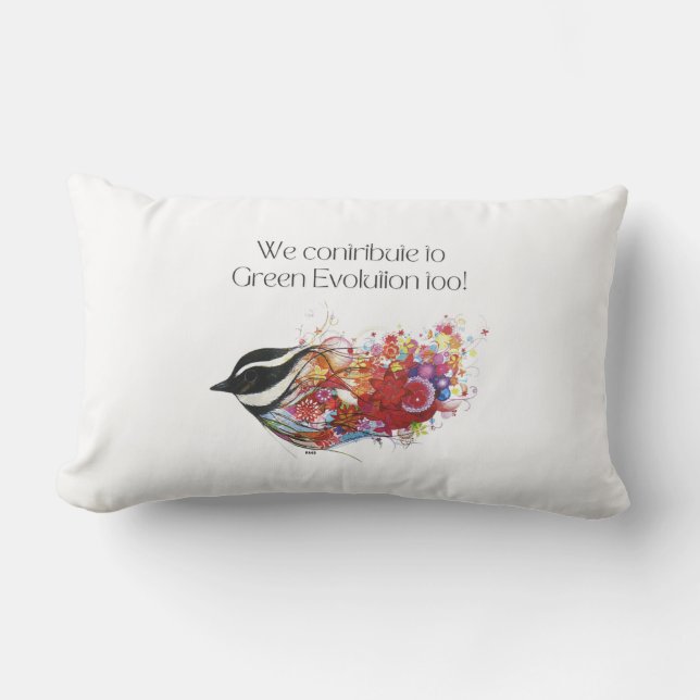 Cojín Lumbar Aves: También contribuimos a la evolución verde. (Anverso)