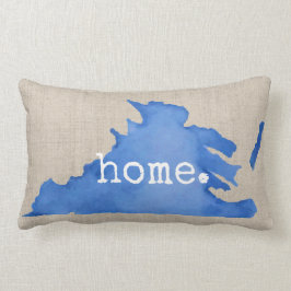 Cojín Lumbar Azul acuarela Virginia Textura de línea de hogar