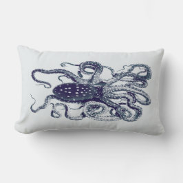 Cojín Lumbar azul almohada-manchado de tinta del pulpo del