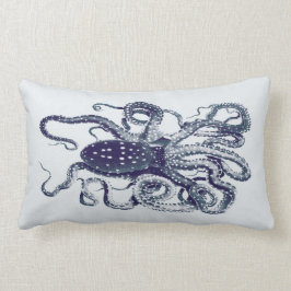 Cojín Lumbar azul almohada-manchado de tinta del pulpo del