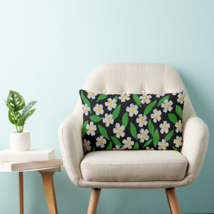 Cojín Lumbar Azul Blanco Verde Floral