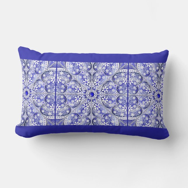 Cojín Lumbar Azul cerámico de Grecia (Anverso)