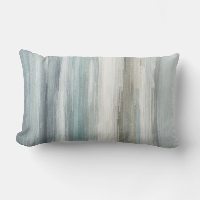 Cojín Lumbar Azul Claro Gris Marrón Teal Raya Abstracta (Anverso)