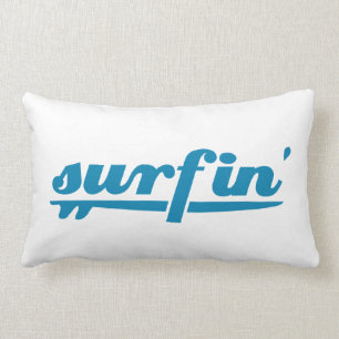 Cojín Lumbar Azul de la tabla hawaiana de Surfin