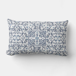 Cojín Lumbar Azul Denim Floral