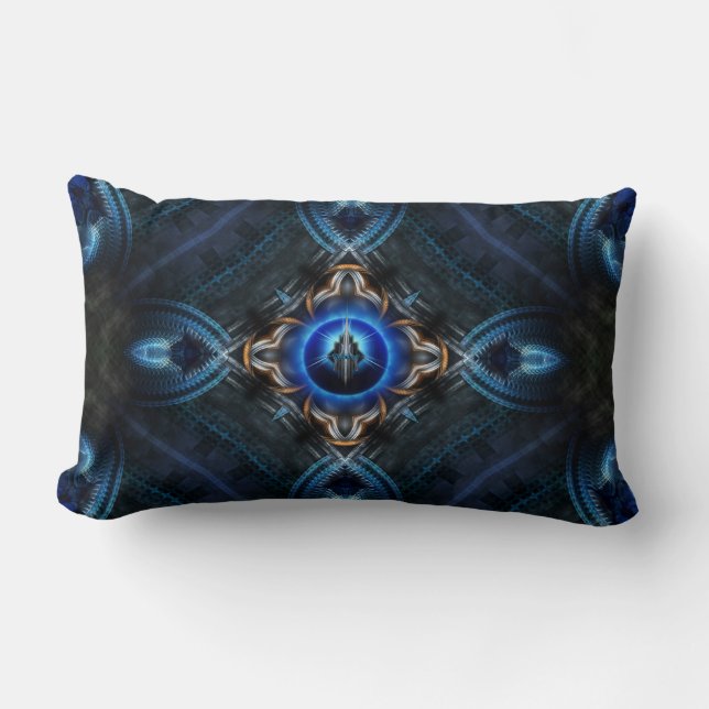Cojín Lumbar Azul dorado Kaleidoscope (Anverso)