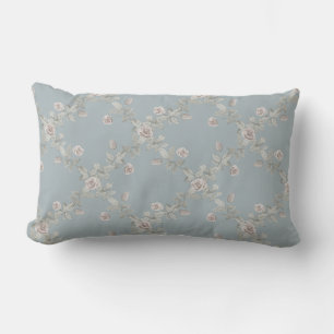 Cojín Lumbar Azul Gris Taupe Rosa Trellis Patrón