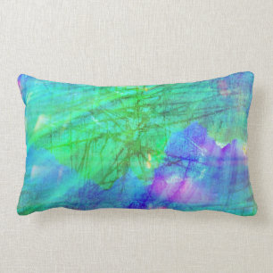 Cojín Lumbar azul inconsútil de la acuarela del fondo del arte,