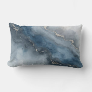 Cojín Lumbar Azul Marino Gris Carbón Blanco Beige Abstracto