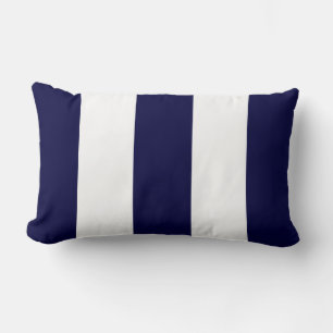 Cojín Lumbar Azul Marino y Blanco Patrón de Raya Extra Grande