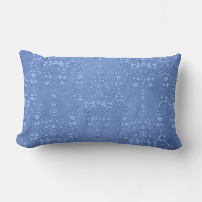 Cojín Lumbar Azul Mylosotis Estampado Floral Fancy Damask (Anverso)