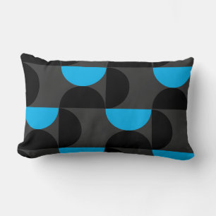 Cojín Lumbar Azul negro y gris de mediados del siglo XX
