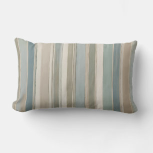 Cojín Lumbar Azul Polvoriento Teal Verde Beige Raya