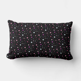 Cojín Lumbar Azul Rosa Estrellas Moradas Espacio Cósmico.