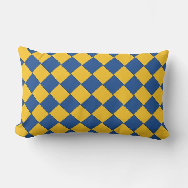 Cojín Lumbar Azul tejido diagonal tejado y amarillo (Anverso)