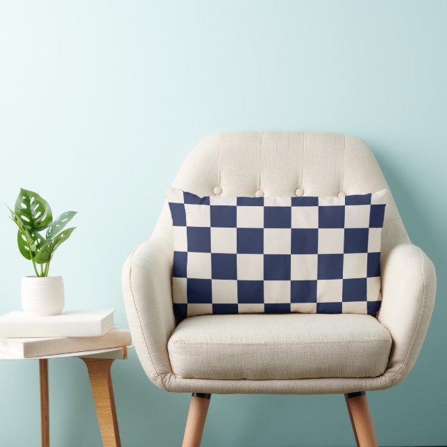 Cojín Lumbar Azul y crema de la marina de control (Silla)