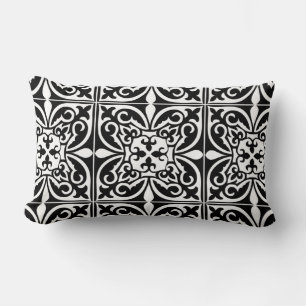 Cojín Lumbar Azulejo marroquí - negro con fondo blanco