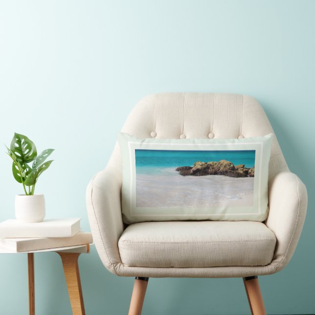 Cojín Lumbar Azure Ocean Sandy Beach Photo (Silla)