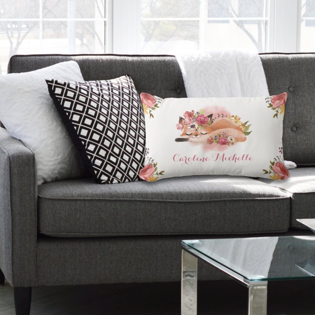 Cojín Lumbar Baby Fox Pink Floral (Subido por el creador)