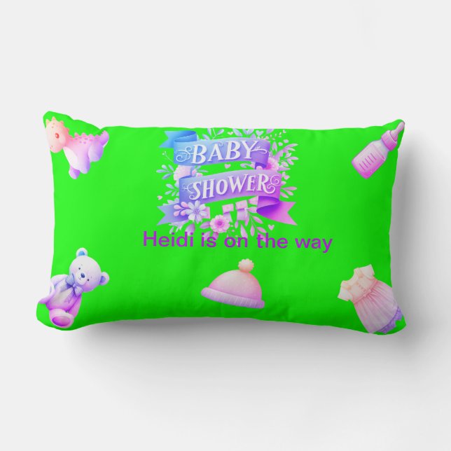 Cojín Lumbar Baby Shower para un chica (Anverso)