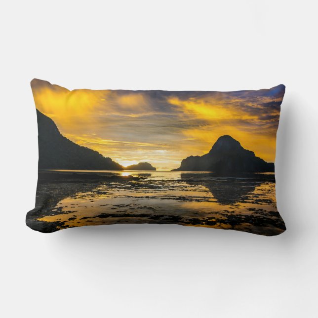 Cojín Lumbar Bahía de El Nido Atardecer (Anverso)