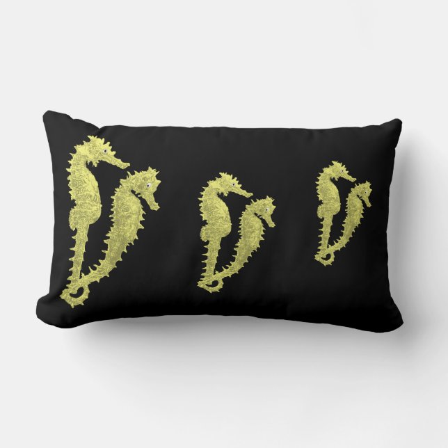 Cojín Lumbar Baile De Los Caballos De Mar (Amarillo) (Anverso)