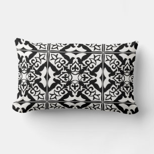 Cojín Lumbar Baldosa marroquí - negro con fondo blanco