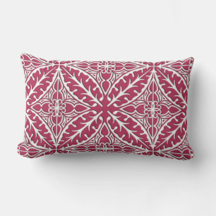 Cojín Lumbar Baldosas marroquíes - magenta y blanco