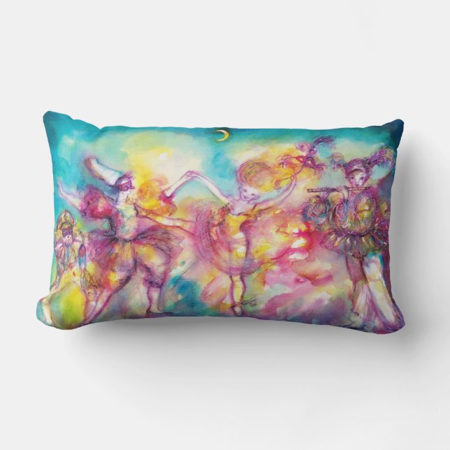 Cojín Lumbar BALL MASQUERADE, Máscaras Mardi Gras, Danza, Músic (Anverso)