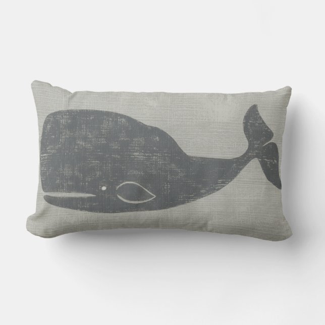 Cojín Lumbar Ballena gris náutica (Anverso)
