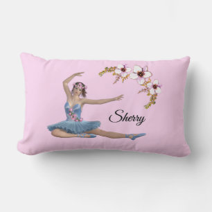 Cojín Lumbar Ballerina en azul Nombre personal Lumbar Rosa