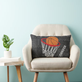 Cojín Lumbar Baloncesto de Chalkboard y Hoop personalizados