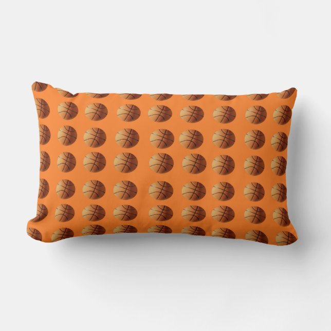 Cojín Lumbar Baloncesto naranja En Naranja, (Anverso)