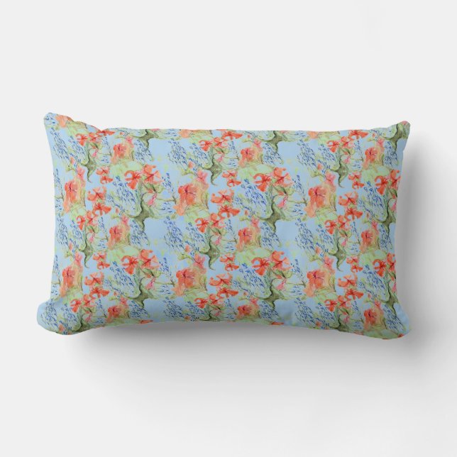 Cojín Lumbar Balsam y Lobelia no 2 por Alexandra Cook (Anverso)