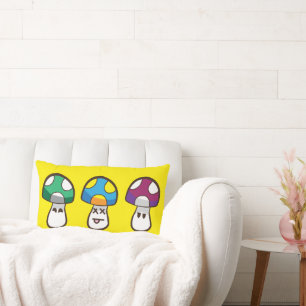 Cojín Lumbar Banda de Hongos de Cráneo Adorable Arte Pop