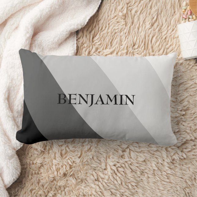 Cojín Lumbar Bandas de escala gris moderna Monograma (Manta)