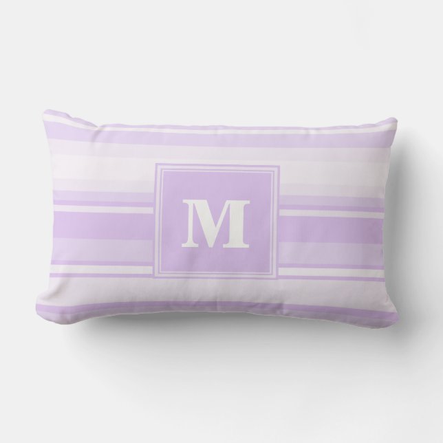 Cojín Lumbar Bandas de lilac monogramo (Anverso)