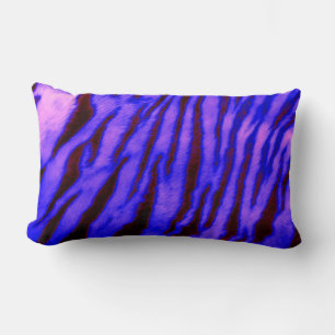 Cojín Lumbar Bandas de tigre azul salvaje y vibrante