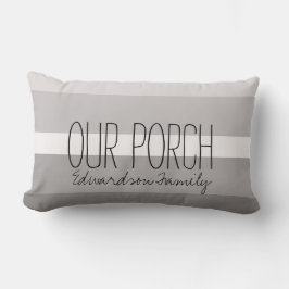 Cojín Lumbar Bandas grises rusas Nombre de la familia de la esc