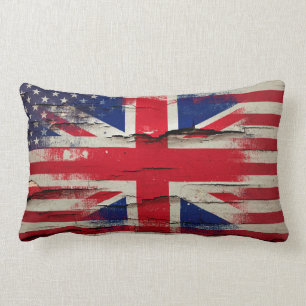 Cojín Lumbar Bandera americana británica de la pintura el   de