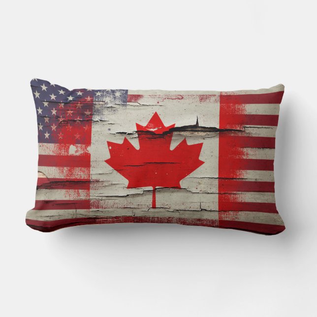 Cojín Lumbar Bandera americana canadiense de la pintura el | (Anverso)