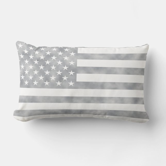 Cojín Lumbar Bandera americana gris rústica (Anverso)