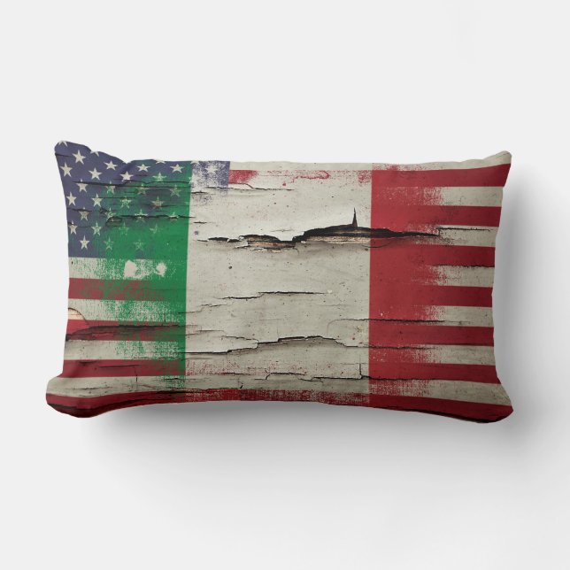 Cojín Lumbar Bandera americana italiana de la pintura el | del (Anverso)